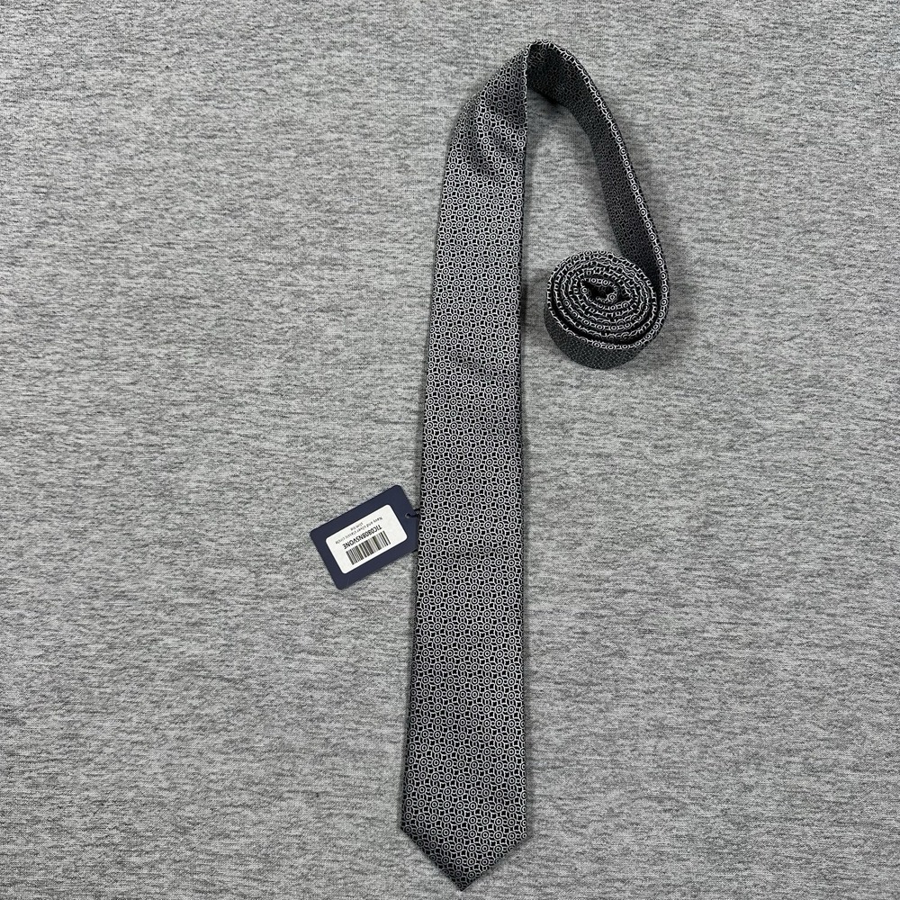 Charles Tyrwhitt Tie Mens Slim Navy Silver Classic Circle 100% Silk Business NEW